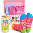 HAPPYPOP 6th Birthday Gifts for Girls - in My 6th Birthday Era Gift Set with 13oz Glass Tumbler, Bracelet & Cute Socks for Daughter Granddaughter