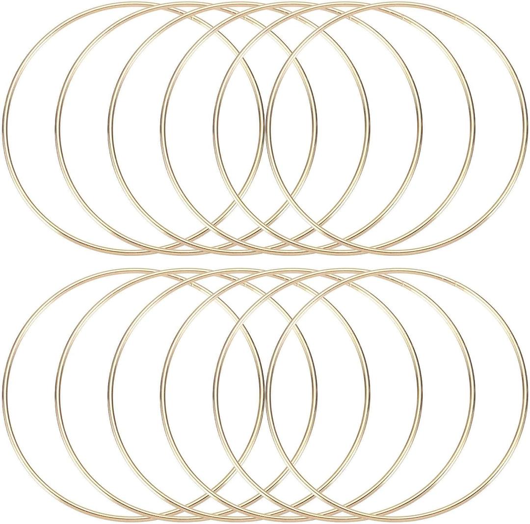 MECCANIXITY 12 Pcs Dream Catcher Rings,Metal Crafts Hoops Floral Hoop 5 Inch Macrame Hoops Ring for DIY Crafts Wreath Making Supplies Plant Hangers,Gold
