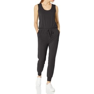 Amazon Essentials Women's Studio Terry Stretchy Jumpsuit for Exercise (Available in Plus Size) (Black)