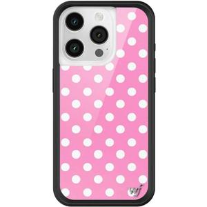 Wildflower Cases - Compatible with iPhone 15 Pro | Protective Black Bumper, 6.5ft Drop Test Certified, Women Owned Small Business | Bright Aesthetic Cute Trendy | Polka Dot - Pink and White
