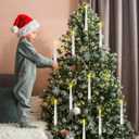 Jetec Christmas Tree Candles with Remote, 36 Pack Battery Operated Christmas Candles, Flickering Flameless Candle for Home, Party Decorations with 12 Crystal Ball 24 Crystal Snowflake Hook