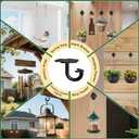 3PCS Ceiling Hooks for Hanging Plants, 200LB Plant Hanger Outdoor Indoor, Plant Hooks for Hanging Baskets/Wind Chime/Flower/Lantern/Bird Feeders/Hammocks/Swings/Yoga/Resistance Band(Wood)