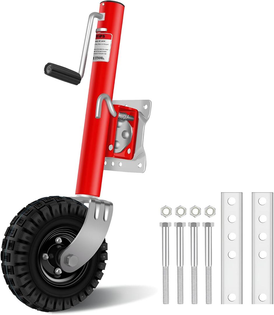 Beach Boat Trailer Jack for 10" Wheel Heavy Duty for 2000 lbs Capacity - 10.2" Lift-RV Boat Trailer Bolt-On Swivel Tongue Jack