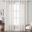 Beige Linen Curtains 84 Inch Length for Living Room 2 Panels Semi Sheer Light Filtering Linen Drapes for Bedroom Window Cloth Textured Cozy Lightweight Farmhouse Boho Curtain Apricot White 52x84