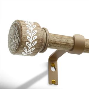 Imitation Weathered Wood Grain Curtain Rods for Windows 28 to 48 inch 1" Modern Adjustable Heavy Duty Curtain Rod Boho Decorative Drapery Rods Set for Living Room Bedroom Rustic Outdoor