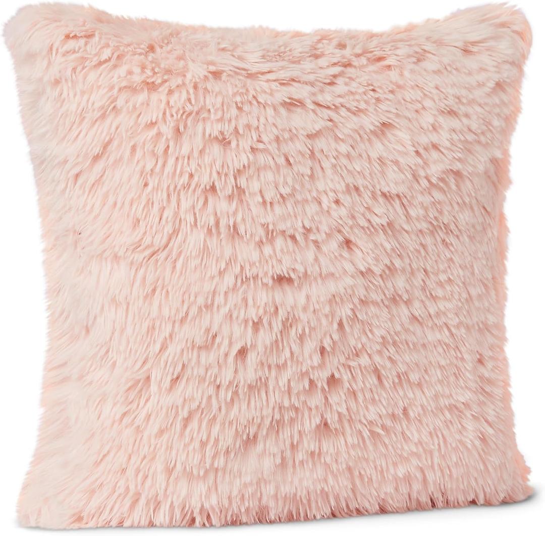 Amazon Basics Kids Plush Square Pillow, Soft Pink Room Dcor