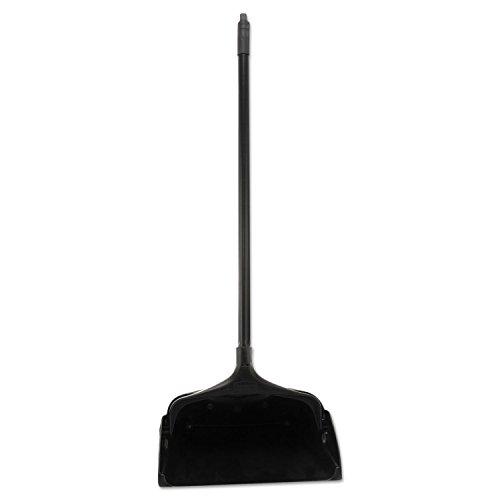 Rubbermaid Commercial Products Dustpan with Long Handle Plastic Black Compatible with Any Broom for Lobby/Restaurant/Office/Home/Dog Pooper Scooper 12.50" Wide
