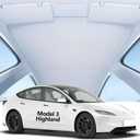 Glass Roof Sunshades for Tesla Model 3 Highland,Heat Reflective Nano Ice Crystal Coatings UV Block Roof Sunshades No Sag Flodable Sunroof Sunshade for Tesla Model 3(2024-2025)