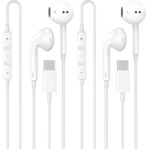 Matsusho USB C Headphones for iPhone 17 16 15, 2 Pack [Apple MFi Certified] Wired Headphones USB C with Microphone & Remote Control Noise Cancelling for iPhone 17 16 15 Pro Max, Galaxy S26 S25 S24