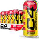 C4 Performance Energy Drink Cosmic Rainbow, Zero Sugar Carbonated Preworkout Energy, 200mg Caffeine with Beta Alanine, 16 Fl Oz (12 Pack) BB: 02/2027