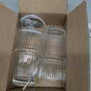 2 Pack Iced Coffee Cup with Lids, 20oz Clear Glass Tumbler with Straw & Lid, Ribbed Glassware Cups, Dishwasher Safe Drinking Glasses, Stylish Glass Cups for Coffee, Juice, Tea, Matcha