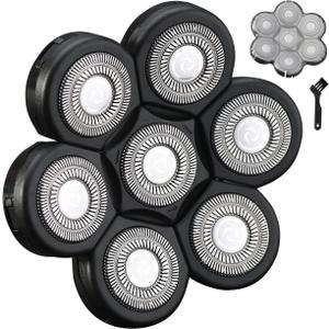 7D Black Electric Razor Replacement Blades - Universal 7 Blade Head Shaver for Men