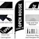 Open House Feather Flag for Business, 8.2FT Outdoor Advertising Swooper Banner with Pole and Ground Stake Tear-Resistant Polyester Sign for Shops & Events