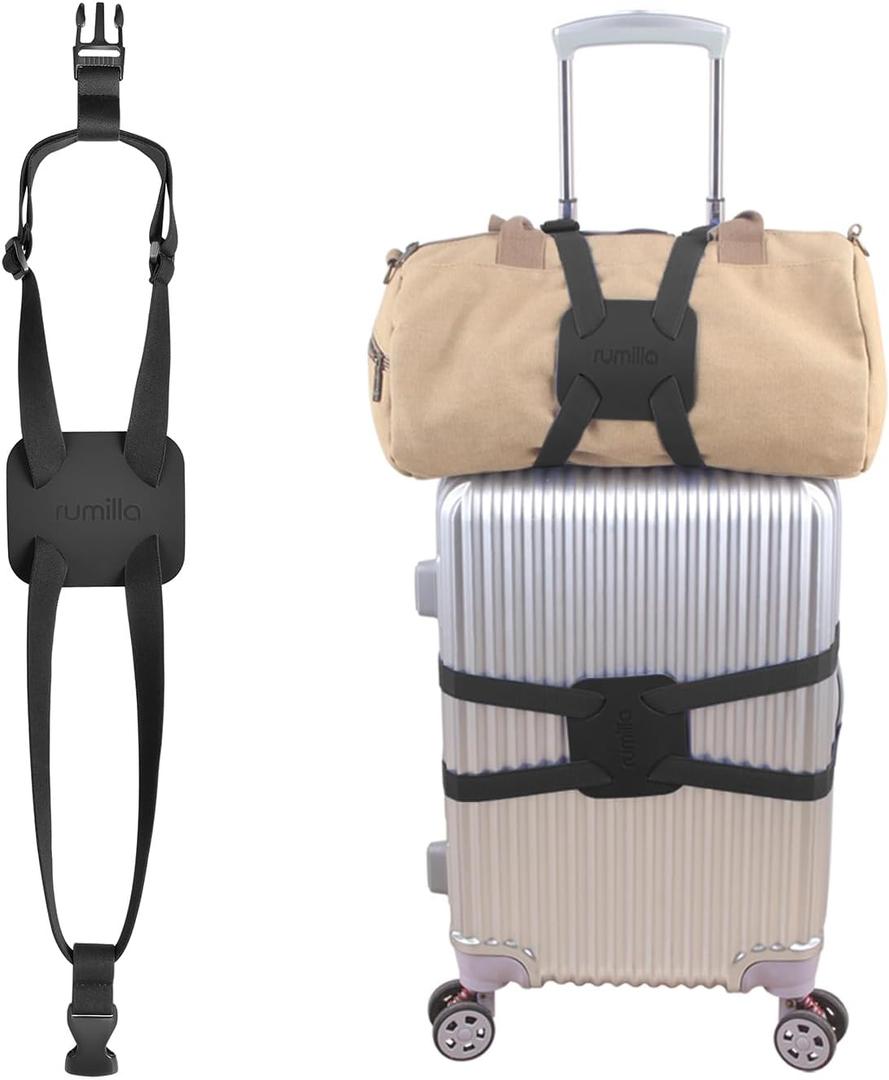 Luggage Straps Bag Bungees for Add a Bag Easy to Travel Suitcase Elastic Strap Belt (Black Luggage strap-1PCS)