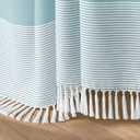 Aqua Blue Shower Curtain Cotton Coastal Ocean Striped Shower Curtains for Bathroom with Tassel 72 X 72