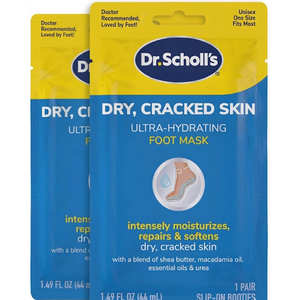 Dr. Scholl's Dry, Cracked Skin, Ultra Hydrating Foot Mask, 2 Pairs Moisturizing Socks: Intensely Moisturizes Repairs and Softens Rough Dry Skin with Urea & Essential Oils for Dry Cracked Feet