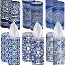 Outus 12 Pcs Mandala Car Tissues Cylinder Holder with 3 Ply Facial Tissue Bulk Round Tissue Holder Travel Tissues Boxes Container for Car Cup Wedding Birthday Party