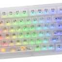 V99 Hot Swappable Transparent Mechanical Keyboard with OLED Display,98 Keys RGB Custom Gaming Gasket Structures with BT5.1/2.4G/USB-C for Windows/Mac,Pioneer V1 Satellite Axis