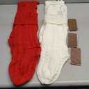 6 Pack Personalized Christmas Stockings, 18in Large Knitted Xmas Hanging Stocking Set Decoration with Leather Patches Custom Name for Holiday Christmas Family Decor (Red and White)