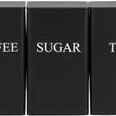 3Pcs Tea Coffee Sugar Canisters Set, Metal Coffee and Sugar Containers, Versatile Kitchen Storage Jars with Airtight Lids, Space Saving Food Canisters Set for Home Kitchen (Black)