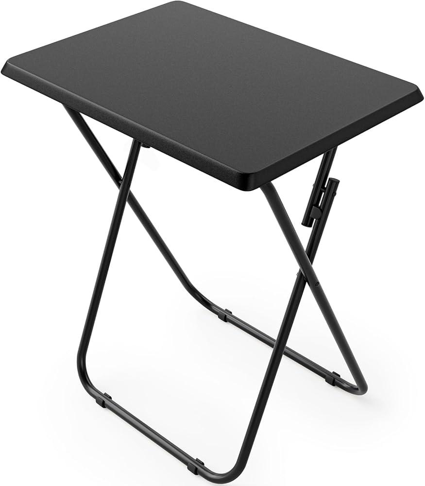 HUANUO Folding TV Tray Table -Stable Tray Table with No Assembly Required, TV Dinner Tray for Eating, Foldable Snack Tables for Bed & Sofa (Black)