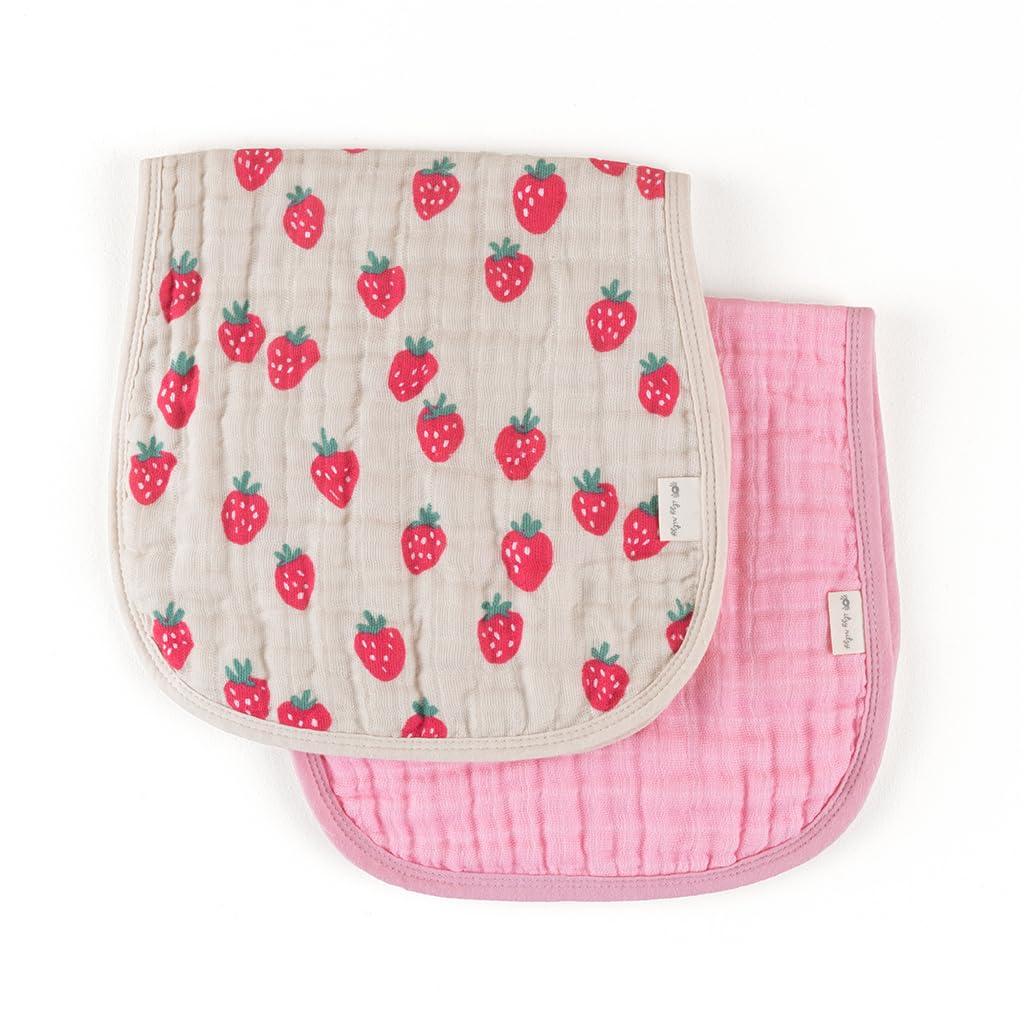 Itzy Ritzy Set of 2 Baby Burp Cloths  Ultra-Soft Absorbent Burping Cloths for Babies - Made of 100% Cotton Muslin and Generously Sized with Trendy Coordinating Prints  Machine Washable (Strawberry)