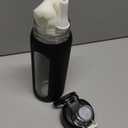 20 oz Glass Water Bottle with Straw Reusable Water Bottle with Non-Slip Silicone Sleeve Wide Mouth Leak-Proof for Coffee, Tea and Water,BPA-free, Dishwasher Safe (Black)