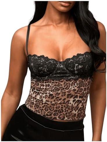 SOLY HUX Women's Floral Lace Trim Camisole Spaghetti Strap Fitted Shirt Top Summer Crop Cami Tops Medium
