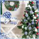 12 Pcs Chinoiserie Blue and White Balls Ornaments for Centerpiece Bowls Farmhouse Basket Tray Vases Decoration Gifts for Easter Basket Fillers Table Setting Spring Party, 2.75inch