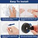 4 PCS Suction Cup Hooks for Shower, Hooks for Inside Shower, Removable Towel Hooks for Bathroom Wall, Kitchen, Glass, Tile, Mirror, Bath Robe Looafh Hook for Hanging (Black)