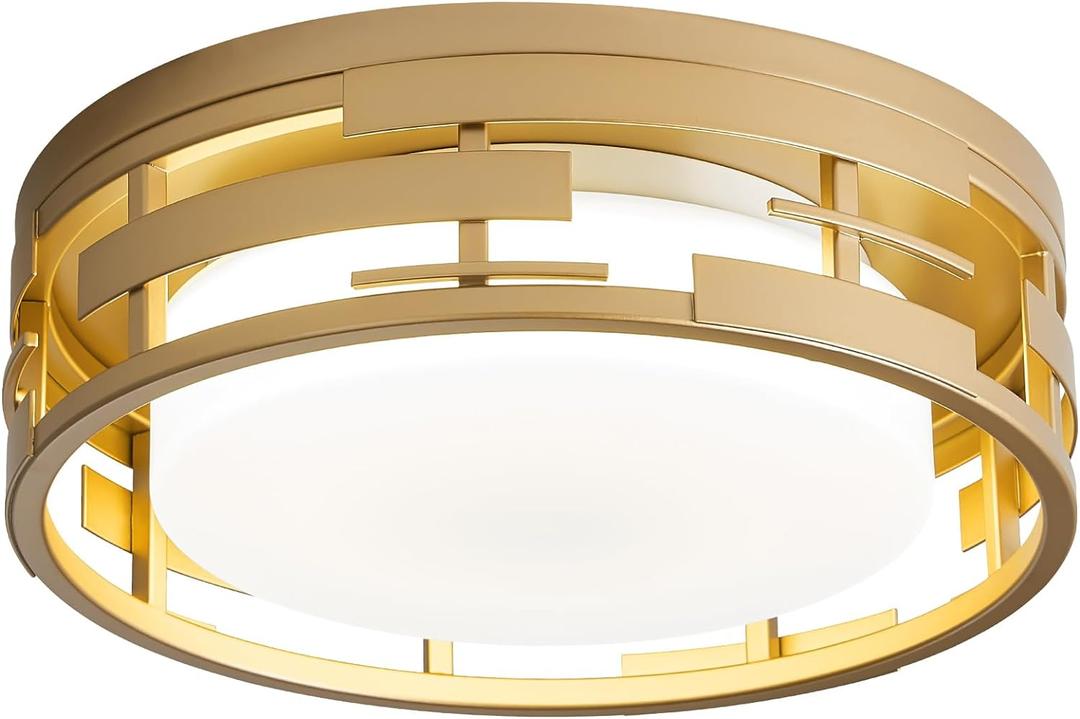 Modern Gold Flush Mount Ceiling Light, Dimmable Led Ceiling Light, Round Lighting Fixtures Ceiling for KitchenBathroomBedroomHallway, 12 Inch
