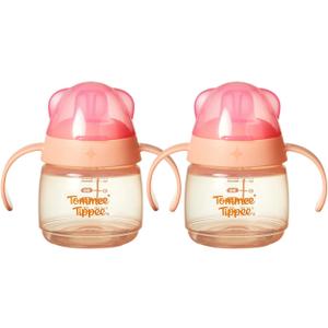 Tommee Tippee Transition Baby Sippy Cup With Spout, Ages 4 Months and Up, 5 oz, Leak-Proof Silicone Spout, Easy Grip Handles, Blue, Pack of 2