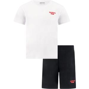 Reebok Boys 2 Piece Knit Logo Short Set, White, 4T