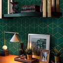 Safiyya Peel and Stick Wallpaper Gold and Dark Green Wallpaper Geometric Contact Paper Textured Self Adhesive Removable Wall Paper for Walls Vinyl Roll 393"x17.3"