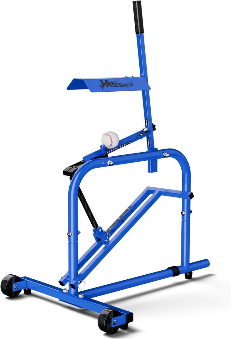 Baseball Pitching Machine with Wheels,11 Adjustable Angles, 2540 MPH Speed Control, No Electricity Required Softball Pitching Machine,Metal Frame Pitching Machine for Hitting & Fielding Training