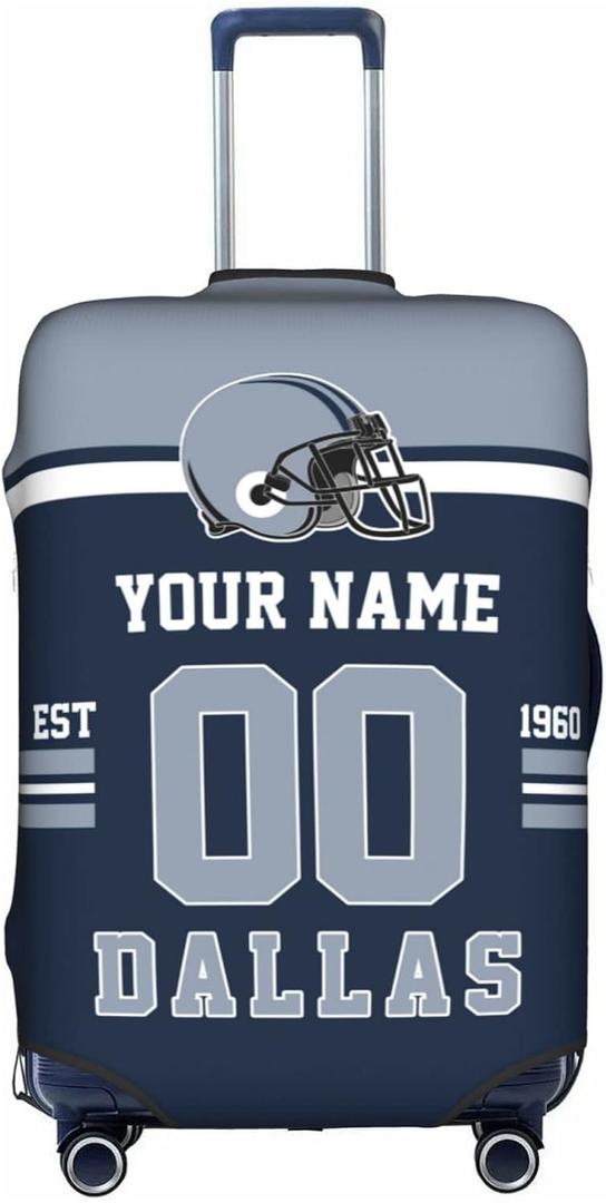 Custom Dallas Luggage Cover, Personalized Suitcase Cover, Customized Design Your Name and Number Washable Elastic Travel Suitcase Protector for Business Vacation For 18-32 Inch Luggage L