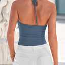 KIRUNDO Halter Tops for Women Crop Tank Going Out Tops Y2k Trendy Camisole Workout Sleeveless Backless Summer Clothes 2026 (Blue, L)