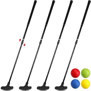 Hiboom 4 Pack Golf Putters for Men and Women Two Way Mini Golf Putter with 4 Balls Adjustable Length Kids Putter Bulk Right or Left Handed Golfers for Children Teenager Junior