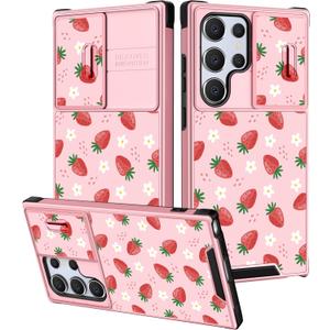 Buleens for Samsung Galaxy S25 Ultra Case - with Ring Stand & Camera Cover Aesthetic Cute Designed for Women Girls Girly Kawaii Strawberry Teen for Samsung S25 Ultra Phone Case Compatible with Magsafe