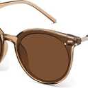 Livho Polarized Sunglasses, Retro & Oversized Shades for Women with Round Lenses, Brown