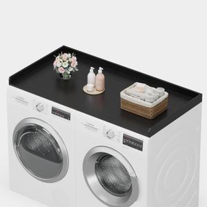 efluky Washer Dryer Countertop, Wood Countertop with Edge Rails for Laundry Room Organization and Storage, Washer Dryer Topper for Laundry Room, 27.5" x 54" Black