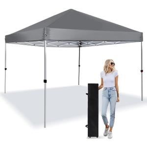 Pop Up Canopy 8X8 FT,Portable Sun Instant Shelter w/Backpack Bag,Waterproof,Adjustable Straight Leg Heights Canopies,Outdoor Tents for Parties,Camping,Commercial Event,Grey