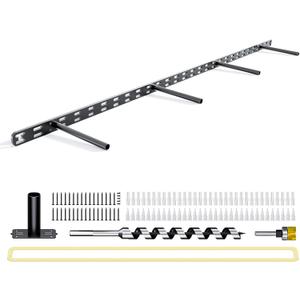 1pc Floating Shelf Bracket Heavy Duty,Decorative Floating Shelf Hardware Hidden Black Metal Fireplace Mantel Brackets (43"X6"X1.0" with Tool)