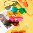 Gejoy 15 Pairs Heart Shaped Sunglasses for Women Men Valentine Transparent Candy Color Frameless Glasses