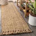 JONATHAN Y Handwoven Jute Fringe Natural Runner Rug, 2x8, Pata, Bohemian, Rustic, Cottage, Easy-Cleaning for Living Room, Bedroom, Kitchen, Non-Shedding (NRF103A-2)