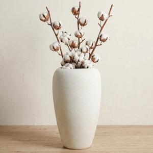 Ceramic Vase Home Decor, Vintage Vase, Wide Mouth Farmhouse vase (22" h-Vintage White)