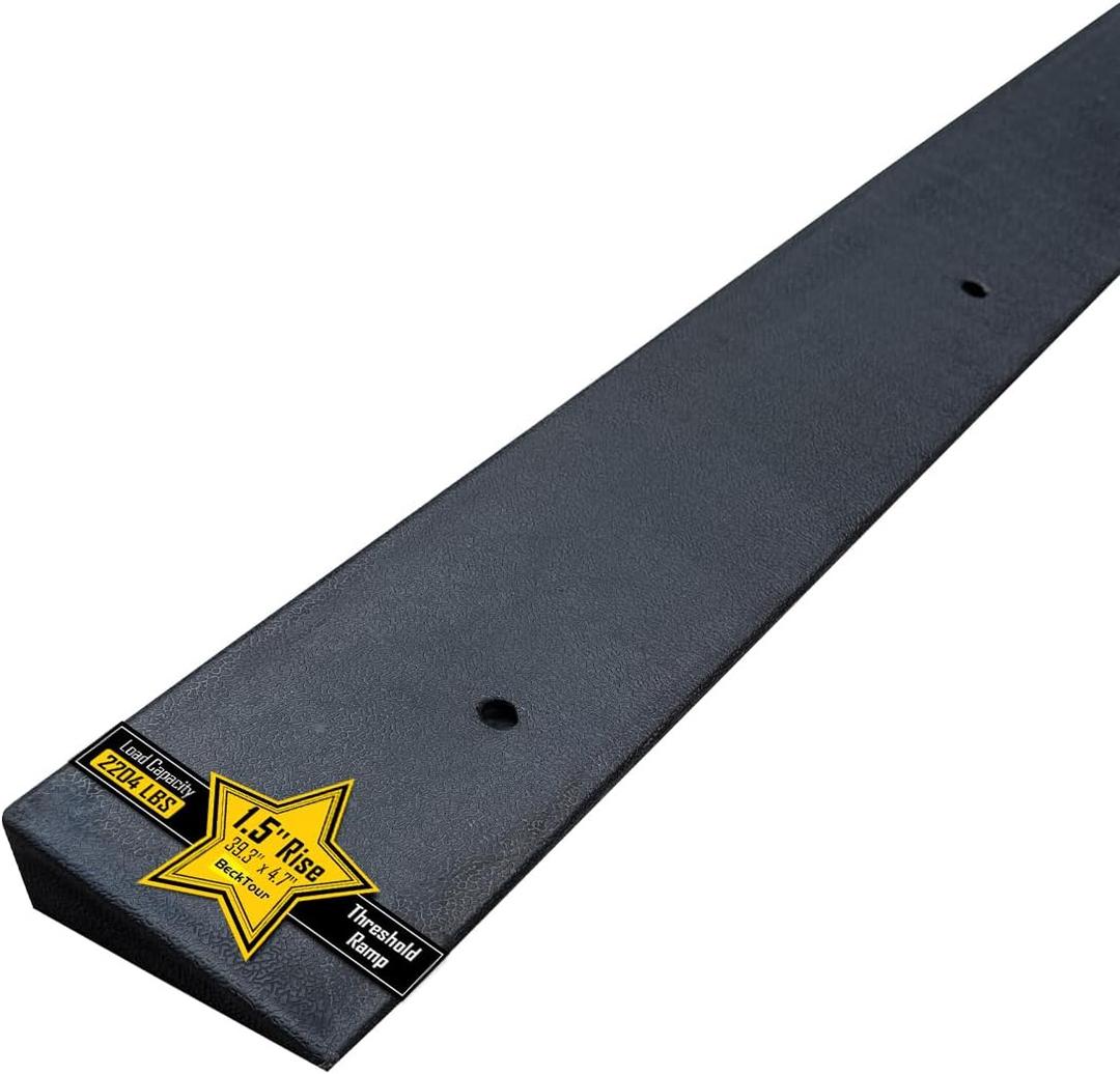 1.5'' Rise Rubber Threshold Ramp - 2204 LBS Capacity, Non-Slip, Cuttable & Adjustable - Handicap Ramp for Wheelchair Scooter Stroller - Driveway Curb Ramps for Doorways 1.5" Rise (39.3"x4.7")