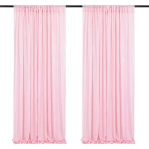 Pink Sequin Backdrop Curtains-2 Panels 2FTx8FT Pink Backdrop for Valentines Day, Glitter Party Decorations Background Drapes for Wedding Birthday Anniversary Graduation Photo Booth Decor