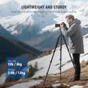 NEEWER Basics Camera Tripod Monopod, 77" Compact Lightweight Travel DSLR Video Stand, 360 Ball Head, Arca Type QR Plate, Reversible Legs & Inverted Central Axis, 13lb Max Load, TP08