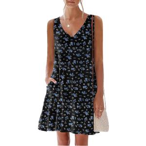 nclook Women's 2025 Summer Casual Dress Sweet Cute V Neck Sleeveless Mini Dresses with Pockets XL